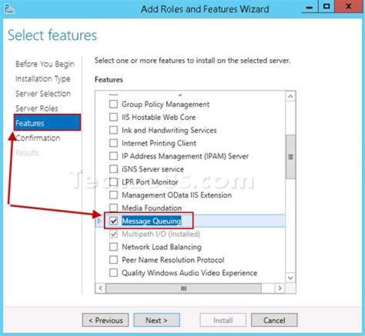 How do I install Microsoft Message Queuing Server 2016