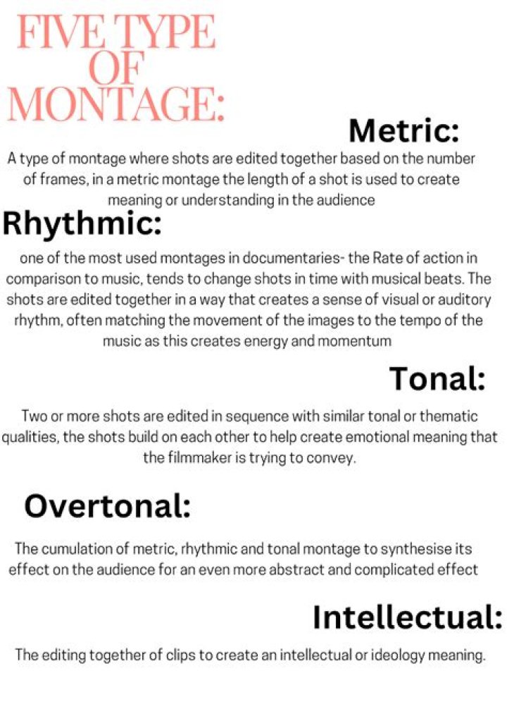 What are the five types of montage
