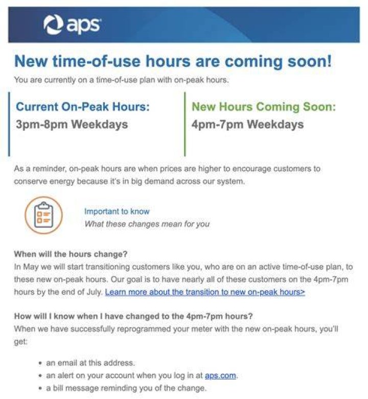 What are the peak hours for APS