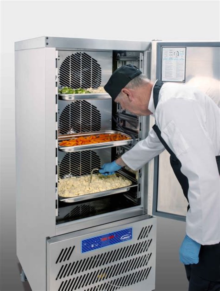 What is the maximum time for cooling hot food in a blast chiller