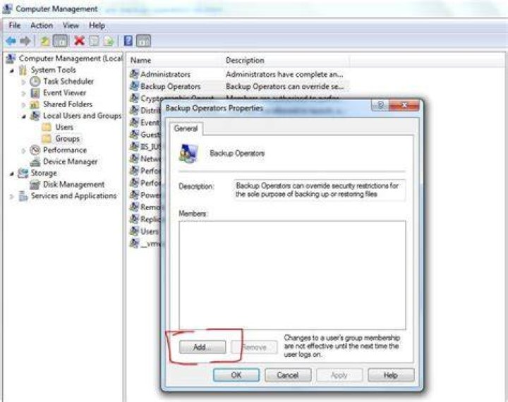 What is the purpose of the backup operators group